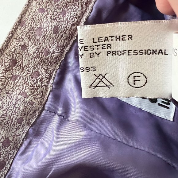 Vintage B Lucid Leather Pants Purple Speckled Print High Waist size 9 Junior - Picture 11 of 13